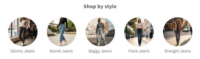 Collection Paths showing circle image card navigation