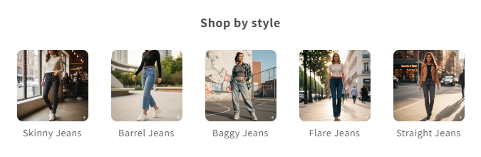 Square image card navigation showing sub-collections on a Shopify collection page